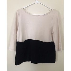 H&M Color Block 3/4 Sleeve pocket top